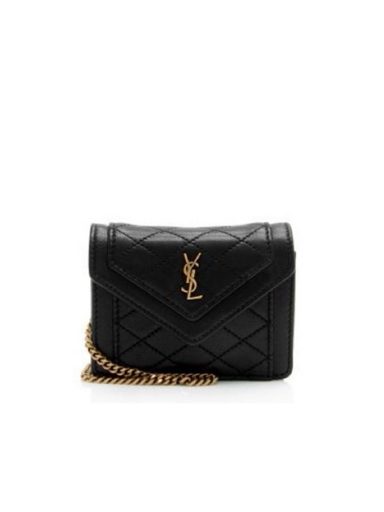 Saint Laurent Handbags - Saint Laurent YSL Gaby Micro Toy Purse Black Leather Crossbody with Gold Chain